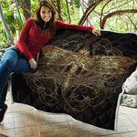 Golden Spiritual Dragonfly Print Quilt
