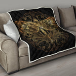 Golden Spiritual Dragonfly Print Quilt