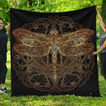 Golden Spiritual Dragonfly Print Quilt