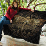 Golden Spiritual Dragonfly Print Quilt