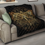 Golden Spiritual Dragonfly Print Quilt