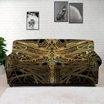 Golden Spiritual Dragonfly Print Sofa Cover