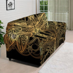 Golden Spiritual Dragonfly Print Sofa Cover