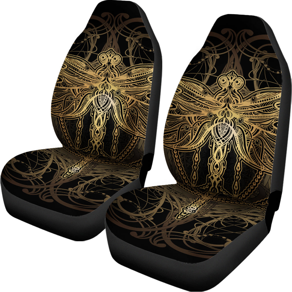 Golden Spiritual Dragonfly Print Universal Fit Car Seat Covers