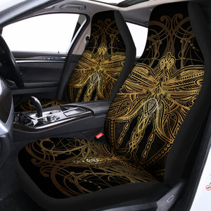 Golden Spiritual Dragonfly Print Universal Fit Car Seat Covers