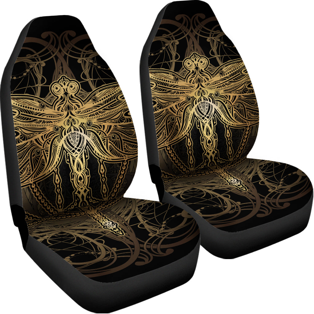 Golden Spiritual Dragonfly Print Universal Fit Car Seat Covers