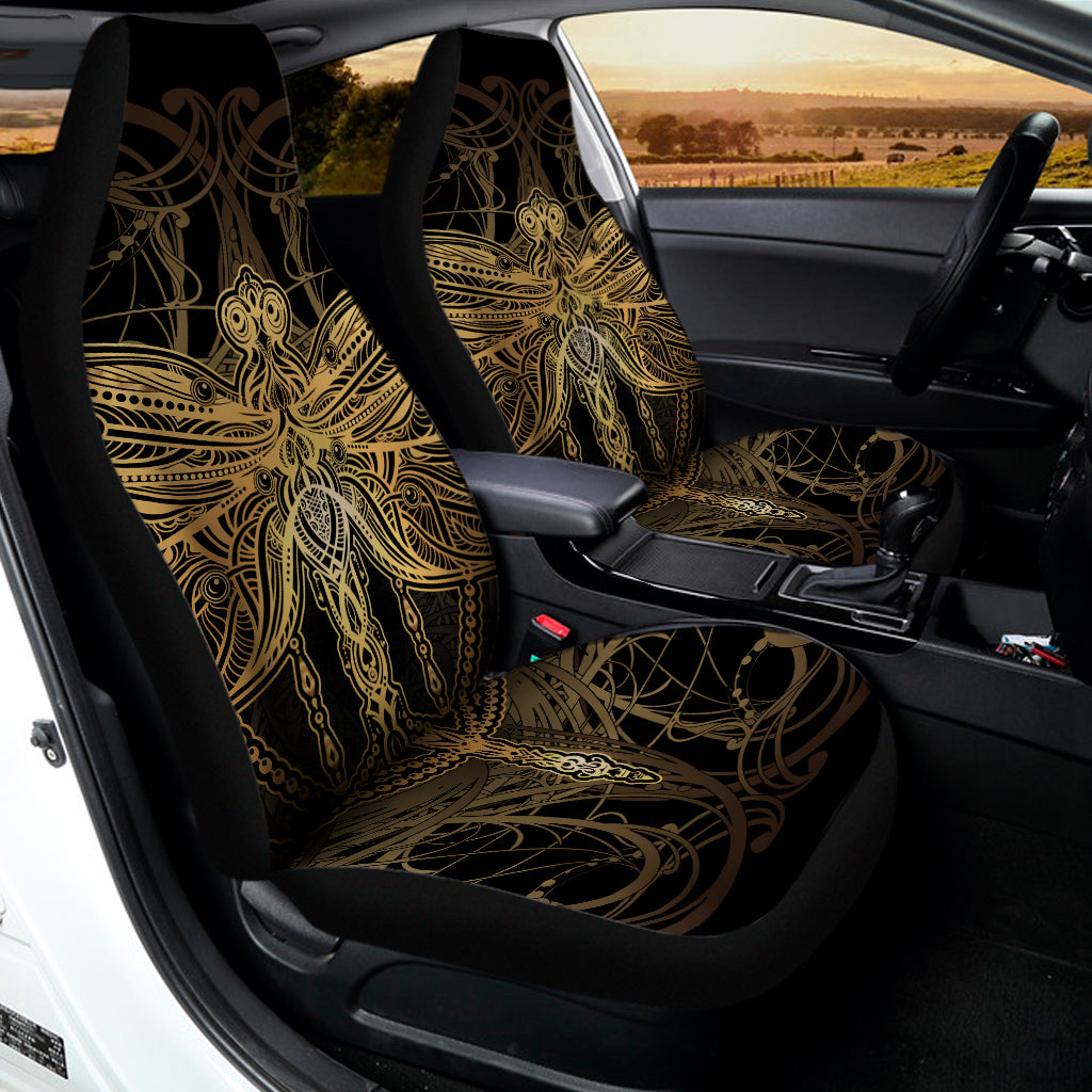 Golden Spiritual Dragonfly Print Universal Fit Car Seat Covers