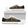 Golden Spiritual Dragonfly Print White Low Top Sneakers