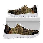 Golden Spiritual Dragonfly Print White Sneakers