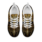 Golden Spiritual Dragonfly Print White Sneakers