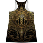 Golden Spiritual Dragonfly Print Women's Racerback Tank Top