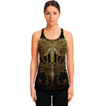 Golden Spiritual Dragonfly Print Women's Racerback Tank Top