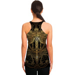 Golden Spiritual Dragonfly Print Women's Racerback Tank Top