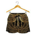 Golden Spiritual Dragonfly Print Women's Shorts
