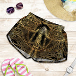 Golden Spiritual Dragonfly Print Women's Shorts