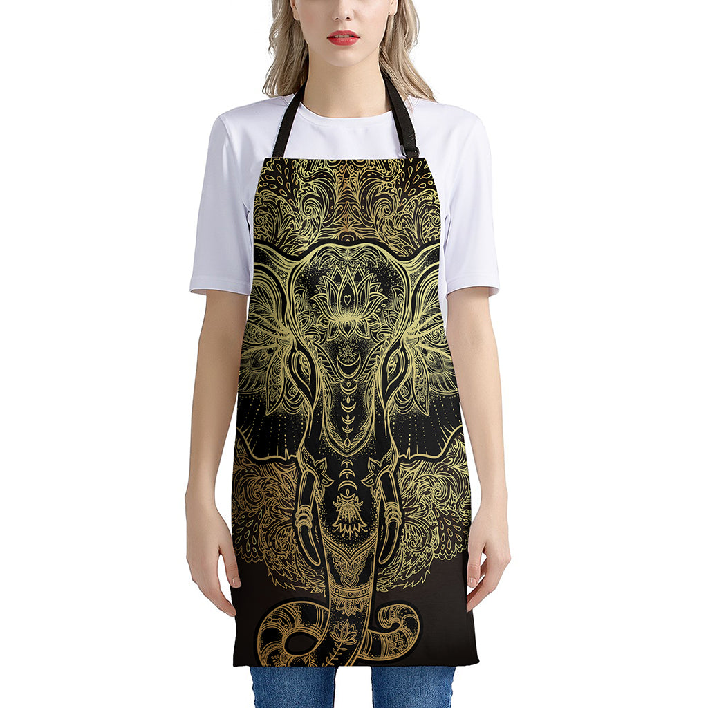 Golden Spiritual Elephant Print Apron