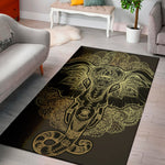 Golden Spiritual Elephant Print Area Rug