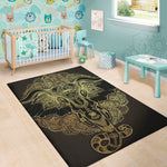Golden Spiritual Elephant Print Area Rug