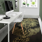 Golden Spiritual Elephant Print Area Rug