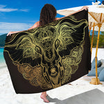 Golden Spiritual Elephant Print Beach Sarong Wrap