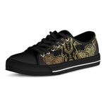 Golden Spiritual Elephant Print Black Low Top Shoes 