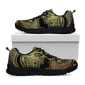 Golden Spiritual Elephant Print Black Running Shoes