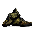 Golden Spiritual Elephant Print Black Sneakers