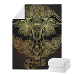 Golden Spiritual Elephant Print Blanket