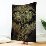 Golden Spiritual Elephant Print Blanket