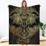 Golden Spiritual Elephant Print Blanket