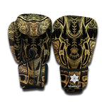 Golden Spiritual Elephant Print Boxing Gloves