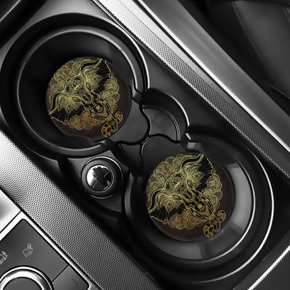 Golden Spiritual Elephant Print Car Coasters