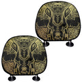 Golden Spiritual Elephant Print Car Headrest Covers