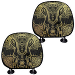 Golden Spiritual Elephant Print Car Headrest Covers