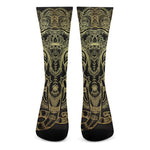 Golden Spiritual Elephant Print Crew Socks