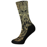 Golden Spiritual Elephant Print Crew Socks