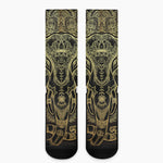 Golden Spiritual Elephant Print Crew Socks