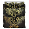 Golden Spiritual Elephant Print Duvet Cover Bedding Set