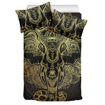 Golden Spiritual Elephant Print Duvet Cover Bedding Set