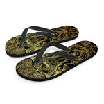 Golden Spiritual Elephant Print Flip Flops