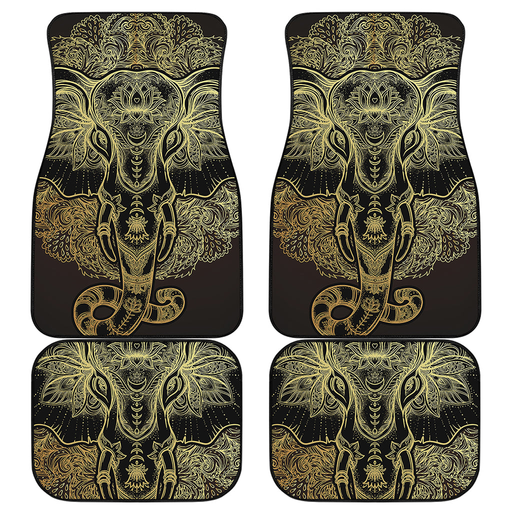 Golden Spiritual Elephant Print Front and Back Car Floor Mats