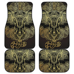 Golden Spiritual Elephant Print Front and Back Car Floor Mats