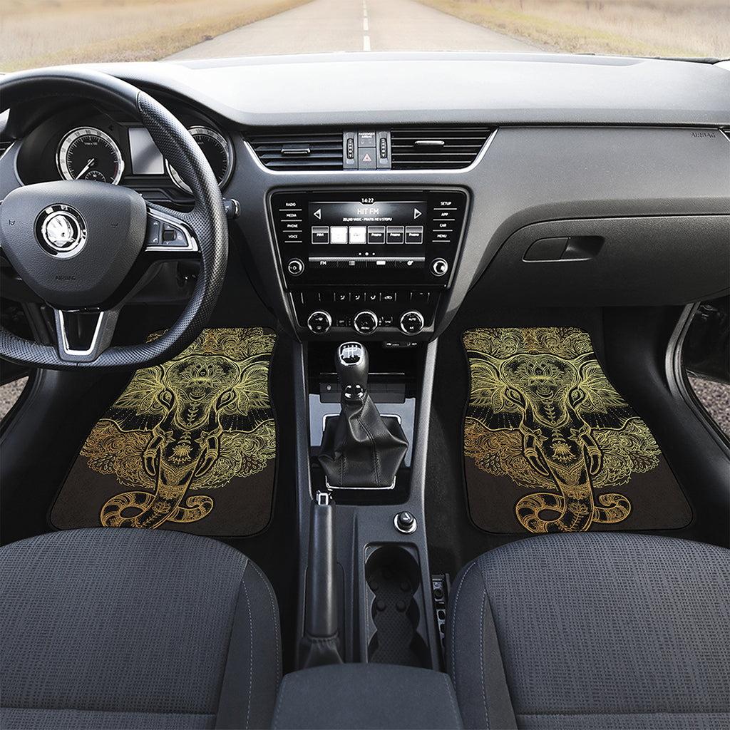 Golden Spiritual Elephant Print Front and Back Car Floor Mats