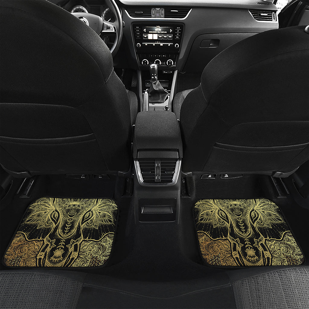 Golden Spiritual Elephant Print Front and Back Car Floor Mats