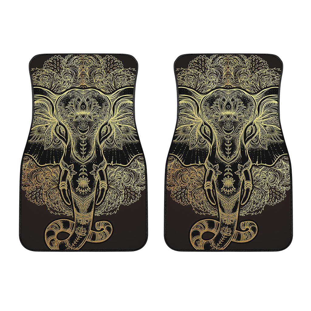 Golden Spiritual Elephant Print Front Car Floor Mats