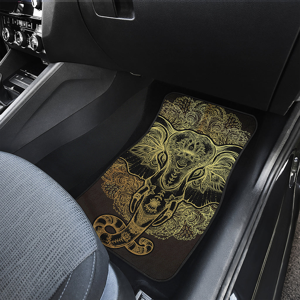 Golden Spiritual Elephant Print Front Car Floor Mats