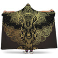 Golden Spiritual Elephant Print Hooded Blanket