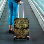 Golden Spiritual Elephant Print Luggage Cover