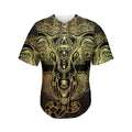 Golden Spiritual Elephant Print Men's Baseball Jersey