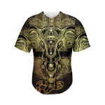Golden Spiritual Elephant Print Men's Baseball Jersey